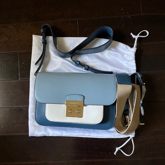 Michael Kors Sloan Editor Large Crossbody Bag Chambray Multi Gold - Picture 1 of 9